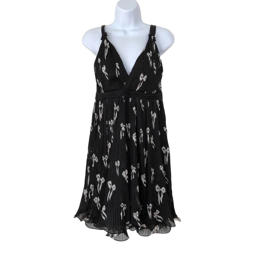 Mia Mia Sleeveless Sheer Pleated Dress Black Sz 38